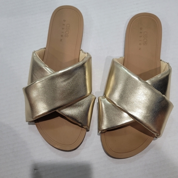 ASOS Design Flock Padded Flat Sandals Size 7 - Picture 3 of 11